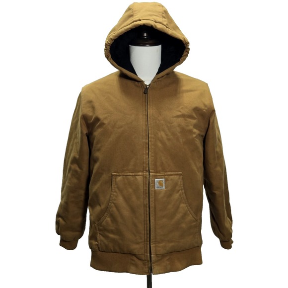 Carhartt Jacket Quilt Lined Hooded Youth XL Canvas Insulated PumpkinBrown Cotton - Picture 1 of 11